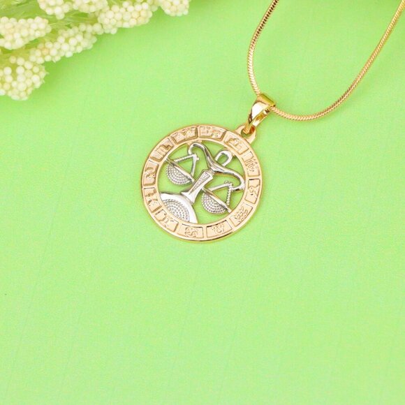 "Rose Gold Libra Zodiac Pendant with Delicate Scales Symbol Design, XPPT1451 - Picture 4 of 13